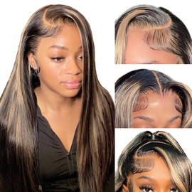 EAGERA 1B/27 Highlight Blonde Lace Front Wig Human Hair 13x4 Balayage Wig Human Hair for Women Human Hair Black and Blonde Lace Front Wigs Human Hair Pre Plucked Baby Hair 150% Density 22inch