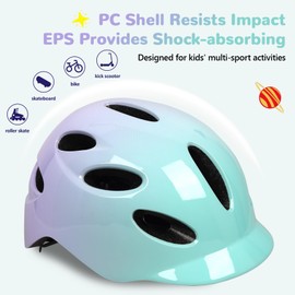 Kids/Youth Bike Helmet for Boys Girls and Teens, Adjustable and Multi-Sport for Bicycle, Kick Scooter, Skateboard, Roller/Inline Skate (SkyBlue+Purple)