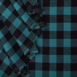 Mook Fabrics Yarn Dyed Flannel Small Buffalo Check, Hunter Cut by The Yard