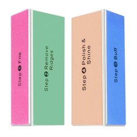 SKYPIA 2 Packs 4 Way Nail Buffer Block Nail Files and Buffers, Smooth & Buff & Shine Professional Nail Files (2 Counts)