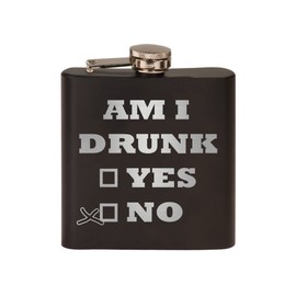 Rogue River Tactical Funny Joke Am I Drunk Stainless Steel Hip Flask Premium Matte Black Makes a Great Gift For Him Dad Father Gag Joke Gift