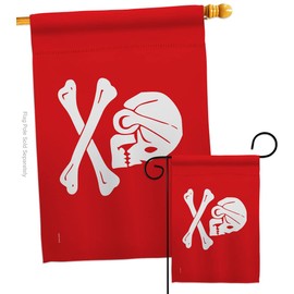 Americana Home & Garden Henry Every Red Garden House Flag Set Coastal Pirate Ship Skull Treasure Map Carribean Jolly Blackbeard Jack Decoration Banner Small Yard Gift Double-Sided, Made in USA