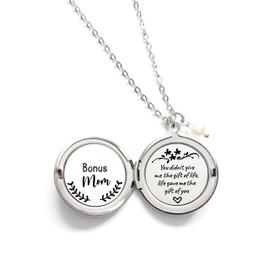 Bonus Mom Gifts for Mother in Law Jewelry Long Locket Necklace for Step Mom Birthday Christmas Valentines Mother's Day Gift for Stepmom Bonus Mom