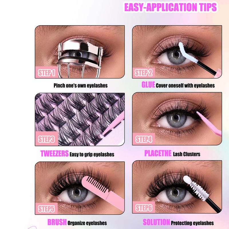 126 Cluster Lashes 10‑14mm Fluffy D Curl Individual Lashes for