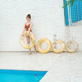 Ultra Clear Sequin Pattern Adult Swimming Ring - Sequin Flamingo Inflatable Tube LF2589 Ring 80cm 30ea