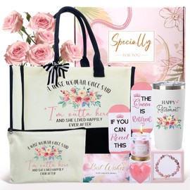 Retirement Gifts for Women, 2025, Happy Retirement Gifts for Coworker Teacher Nurse Boss Friends Mom Grandma Retirees Cool Funny Female Retired Gift Baskets with Canvas Tote Bag Tumbler Socks