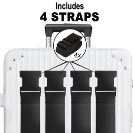 Luggage Straps for Suitcases TSA Approved Travel Belt 4 Pack by Chelmon(Black)