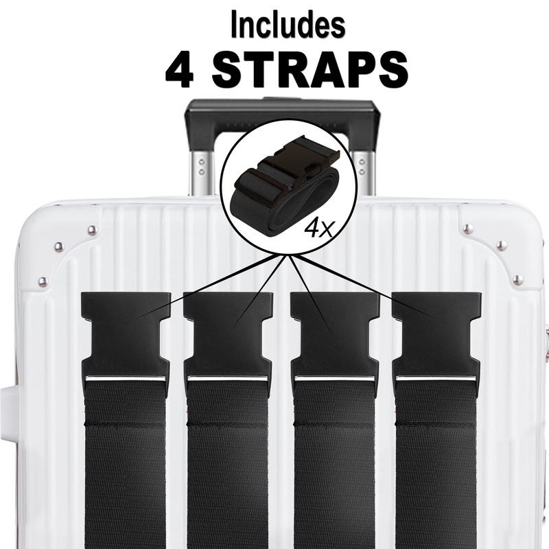 Luggage Straps for Suitcases TSA Approved Travel Belt 4 Pack