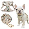 Little Boss Dog Harness, Gold Stamping Floral Pattern Soft Suede