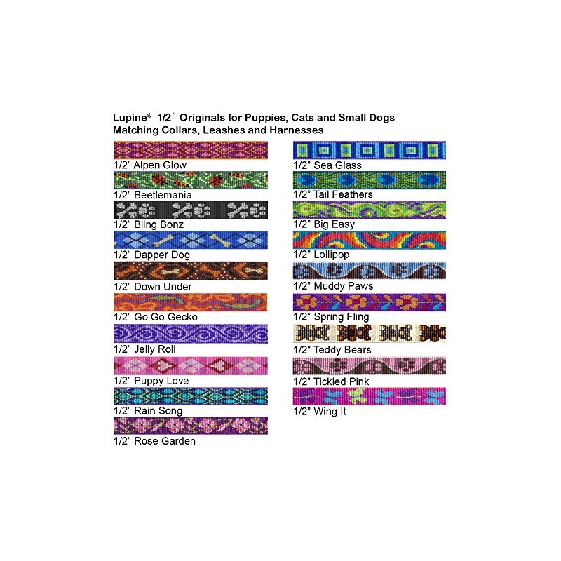 LupinePet Originals 1/2" Rain Song 10-16" Adjustable Collar for Small