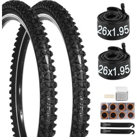 yeesport 2 Pack 26 x 1.95 Bike Tires with 26” X 1.75”-2.125” Bike Tubes, 26 Inche Bike Tire Bicycle Tire 26x1.95 for MTB, BMX, Commuter, Road and Trail Use