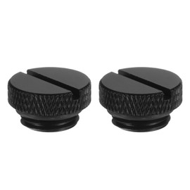 sourcing map 2pcs Water Stop Plug Fitting G1/4" Thread Pc Water Cooling Slot Plugs Fitting Copper Water Stop End Cap for Computer Water Cooling System, Black