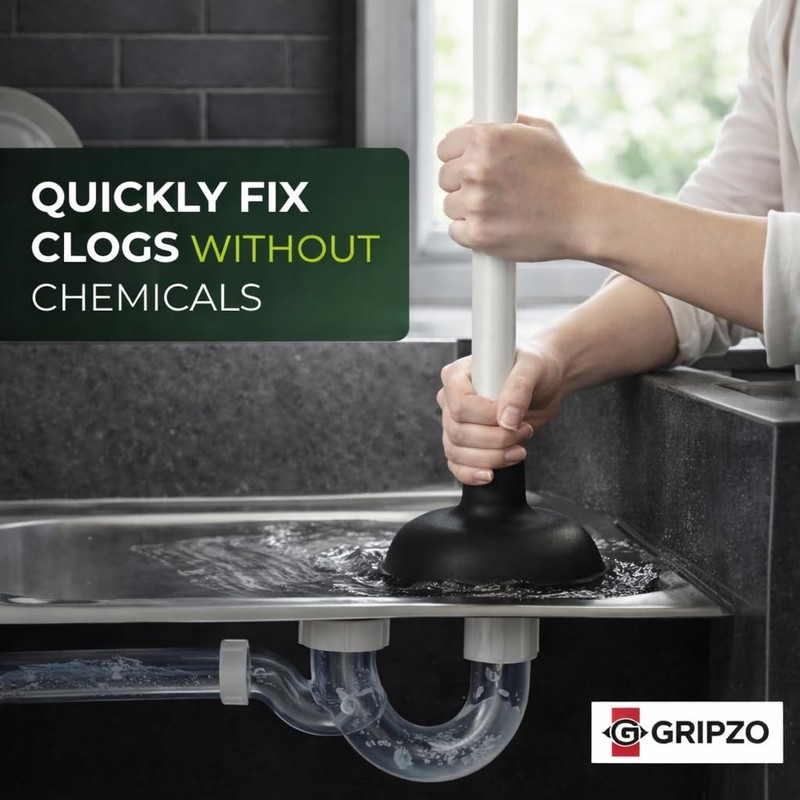Gripzo Sink Plunger – 4 Inch Rubber Cup with 9
