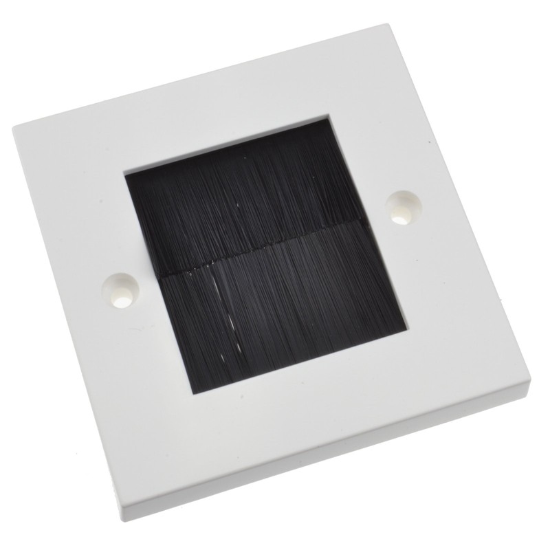 kenable BLACK BRUSH Faceplate for Cable Exit/Wall Outlet UK Single