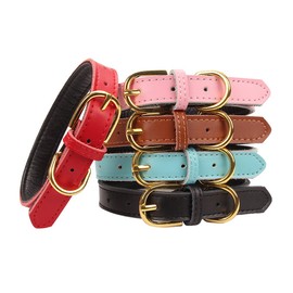 Aolove Basic Classic Padded Leather Pet Collars for Cats Puppy Small Medium Dogs