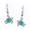 Sea Turtle Dangle Earrings with Green Vitreous Enamel, Crafted in
