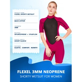FLEXEL Shorty Wetsuit Women 3mm, Wet Suits for Mens in Cold Water, Neoprene Scuba Diving Suit for Surfing Swimming Snorkeling