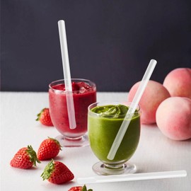 HUIKANGSHENG Super Jumbo Clear Wrapped Spoon Straw 8-21/32in Box of 100 Individually Wrapped Sno-cone Spoon Straws