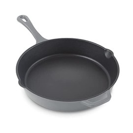 Zakarian by Dash 11" Nonstick Cast Iron Skillet with Pour Spouts for Searing, Baking, Grilling, Roasting and More - Grey
