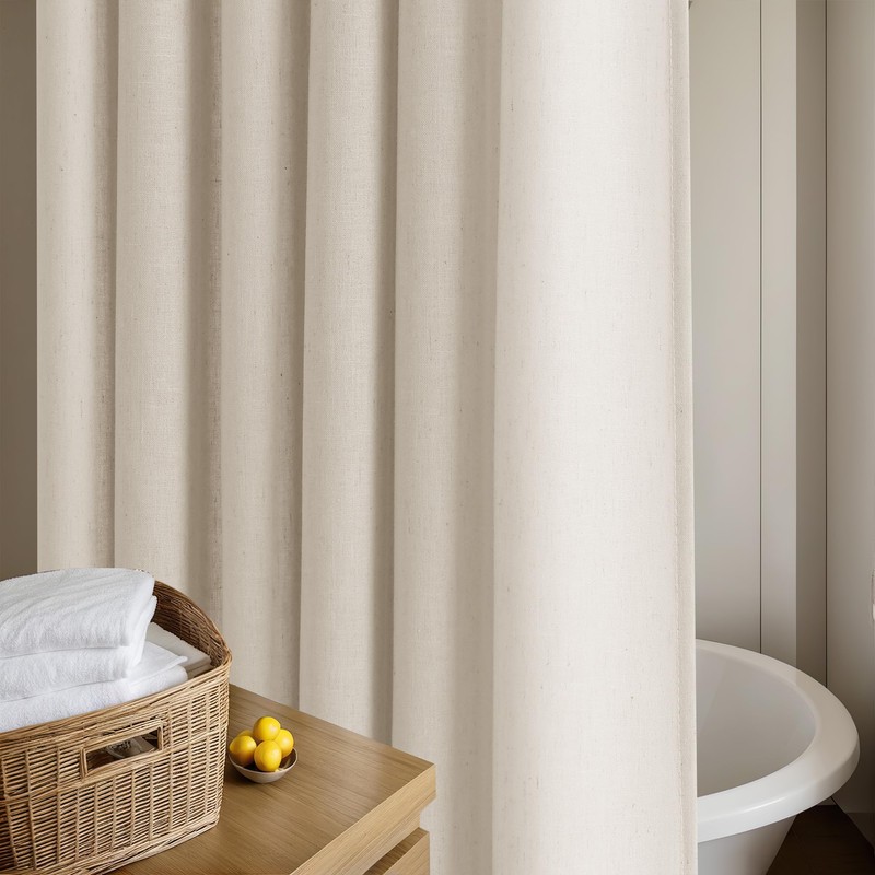 DUKIYO Extra Long Linen Shower Curtain 96 Length Textured Cloth