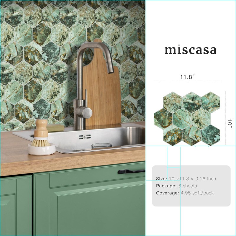 Miscasa Peel and Stick Marble Hexagon Tile – 6 Sheets