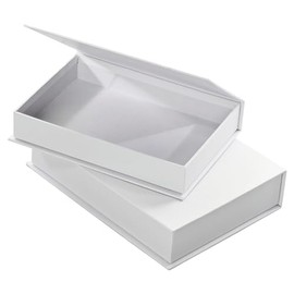 folia 3313 - Pappschachteln "Klappdeckel-Boxen" 2 Stück in 2 verschiedenen Größen, in weiß, ideal zum Bekleben, Bemalen und Verzieren