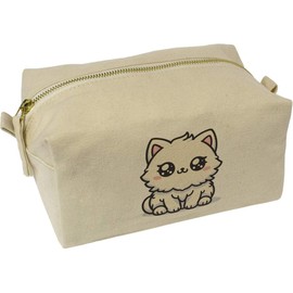 'Kawaii Cat' Canvas Wash Bag/Makeup Case (CS00036904)