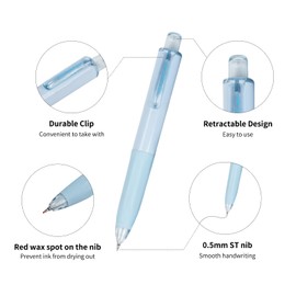 UPENOTE Retractable Gel Pens, Black Ink Gel Pens Fine Point 0.5mm, Pocket Pen, Fast Dry, Retractable Pens, Gel Ink Pens, Short Pens for Journaling Fine Tip Pens(Pack of 6pcs)