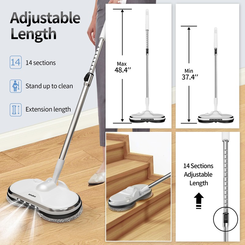 Electric Mop, AlfaBot WS-24 Cordless Spin Mop for Floor Cleaning,