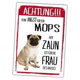 Pug Dog Sign Warning Fence Woman Saying Door Sign Dog Sign Warning Sign Gift Idea Funny Saying Dog Motif Aluminium Weatherproof Dog Sign