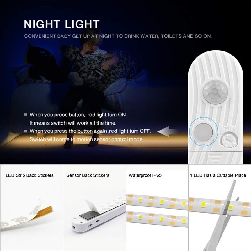 LED Under Cabinet Lighting Motion Sensor, CFGROW 3.28Ft Four Modes