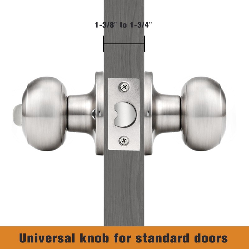 Probrico Brushed Nickel Interior Door Knob, Privacy Door Knob for