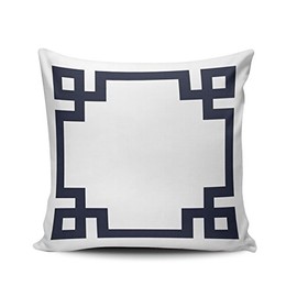 SALLEING Custom Fashion Home Decor Pillowcase Navy Blue and White Greek Key Border Square Throw Pillow Cover Cushion Case 18x18 Inches One Sided Print