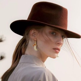 Rhinestone Western Boots Earrings Cowgirl Cowboy Enamel Hat Bohemian Rodeo Boot Drop Dangle Earrings for Women (Gold)