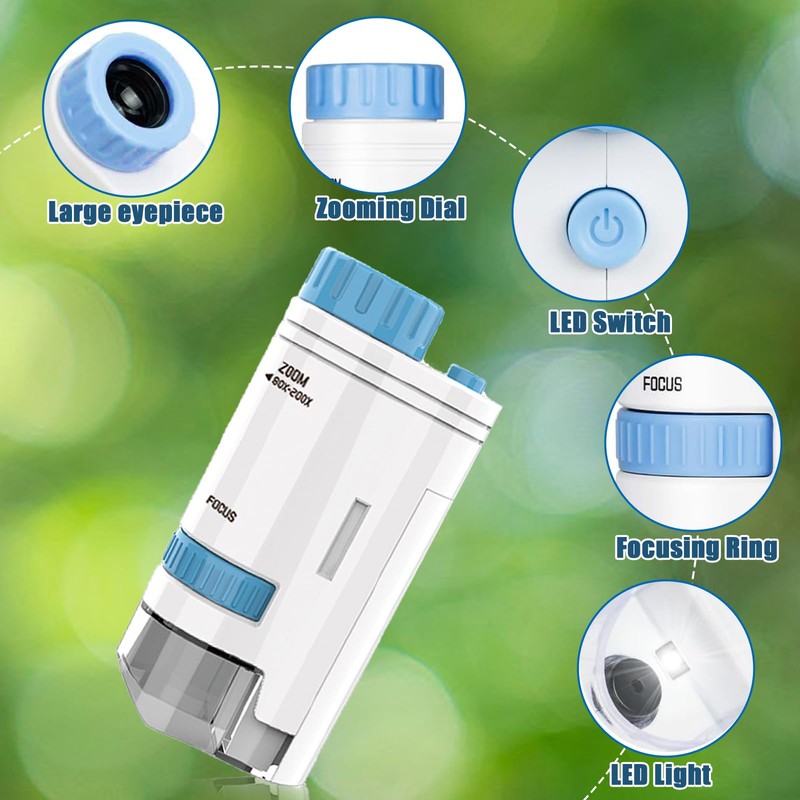 Mini Microscope Children's Funmo Pocket Microscope Children's Microscope for Children