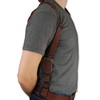 Barsony Brown Leather Cross Harness Vertical Shoulder Holster for 4"