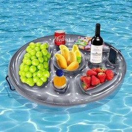 Floating Tube Cup Holder & Pool Tray for Summer Water Fun Gray