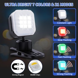 LECART Magnetic Design Croc Lights for Shoes Rechargeable, 7 Colors Croc Headlights with Remote, Adjustable Light Angle Croc Flashlight, Hands Free Clip-on Led Safety Shoe Lights for Adult Kids