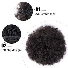 AISI QUEENS Afro Puff Drawstring Ponytail Short Kinky Curly Hair Bun Extension Synthetic Hairpieces Wig Updo Hair Extensions with Two Clips Extra Large Size(2#)