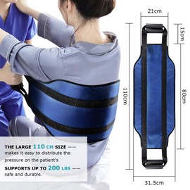 [Delete] 110 cm Transfer Strap, Transfer Patient Belt, Bed Transfer Care Cloth for Disabled, Elderly, Geriatric, Injured, Safe Moving from Car, Wheelchair, Bed (Blue, Extra Wide)