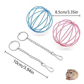 Achengqi 2 Pieces Stainless Steel Feeder Ball Stainless Steel Hay Ball Hay Feeder Hay Feeder Rack Dispenser Stainless Steel Feeder Toy with Hanging Hooks for Guinea Pigs Hamsters Rabbits Rodents