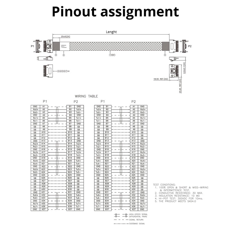 H!Fiber.com SFF-8654 zu SFF-8654 Kabel, Slimline 8i Kabel, PCIe 4.0,