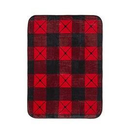 Shavel Home Products Luxury High Pile Oversized Blanket Throw, Plush & Warm, 60x80, Buffalo Check Red