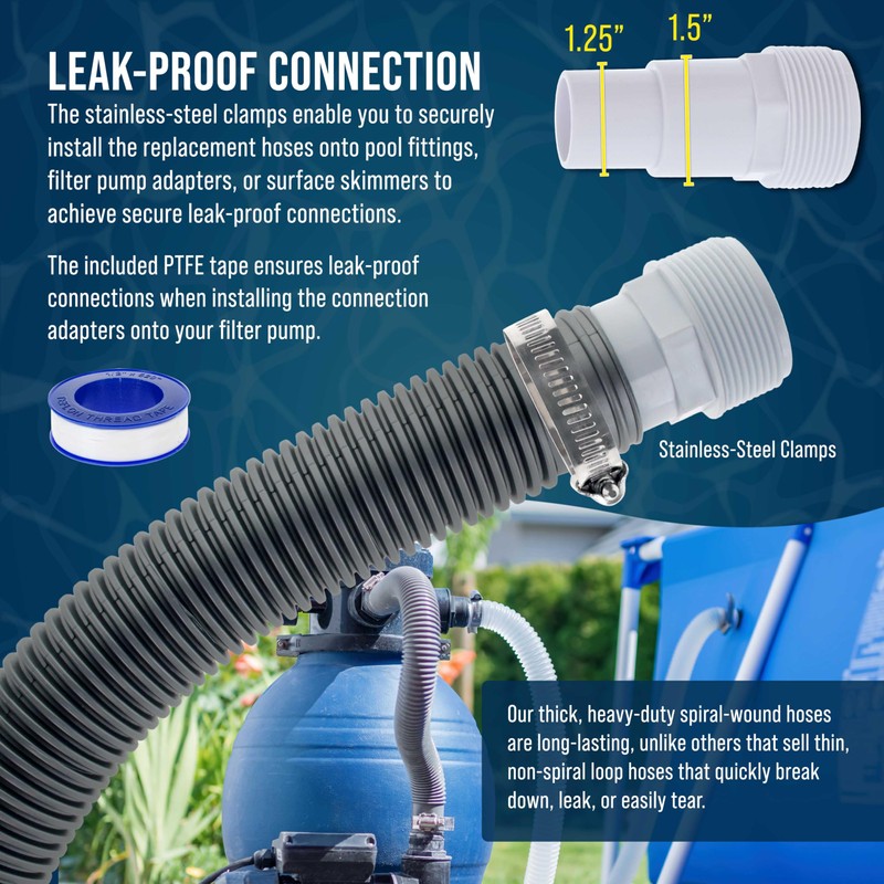 U.S. Pool Supply 1.5" Heavy-Duty Above Ground Pool Hose Replacement