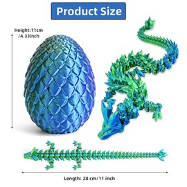 Dragon Egg Fidget Toy, 28CM Crystal Dragon with Egg Full Articulated, Flexible Joints For Home Decor Executive Desk Decor (Green)