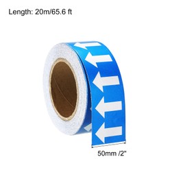 PATIKIL White on Blue Color Arrow Tape Vinyl Stickers Arrow Labels 50mm/1" for Pipe Markers, 1 Roll