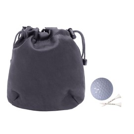 Piel Leather Drawstring Pouch, Black, One Size