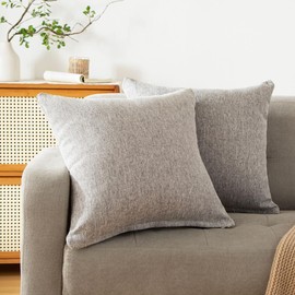 Haguko 40x40 Linen Texture Nordic Peach Skin Soft Touch Throw Pillow Cover Throw Pillow Case Cushion Cover Throw Pillow Cover Gray 2 Pack