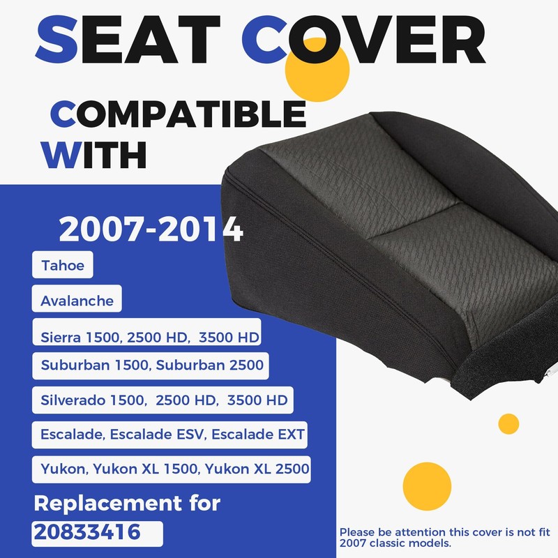 KUAFU Front Driver Side Seat Cover Compatible with 2007-2014 Chevy