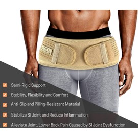 Vriksasana Posture Sacroiliac Hip Belt for Women and Men That Alleviates Sciatic, Pelvic, Lower Back, Leg and Sacral Nerve Pain Caused by Si Joint Dysfunction| Trochanter Brace (Petite, Nude)